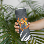 Greater Western Sydney Giants Australian Football Skinny Tumbler Powerful Muscle Mascot With Geometric Sunburst Motion Art