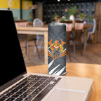 Greater Western Sydney Giants Australian Football Skinny Tumbler Powerful Muscle Mascot With Geometric Sunburst Motion Art