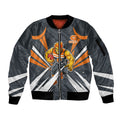 Greater Western Sydney Giants Australian Football Sleeve Zip Bomber Jacket Powerful Muscle Mascot With Geometric Sunburst Motion Art