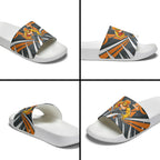 Greater Western Sydney Giants Australian Football Slide Sandals Powerful Muscle Mascot With Geometric Sunburst Motion Art