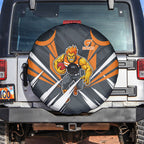 Greater Western Sydney Giants Australian Football Spare Tire Cover Powerful Muscle Mascot With Geometric Sunburst Motion Art