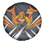 Greater Western Sydney Giants Australian Football Spare Tire Cover Powerful Muscle Mascot With Geometric Sunburst Motion Art