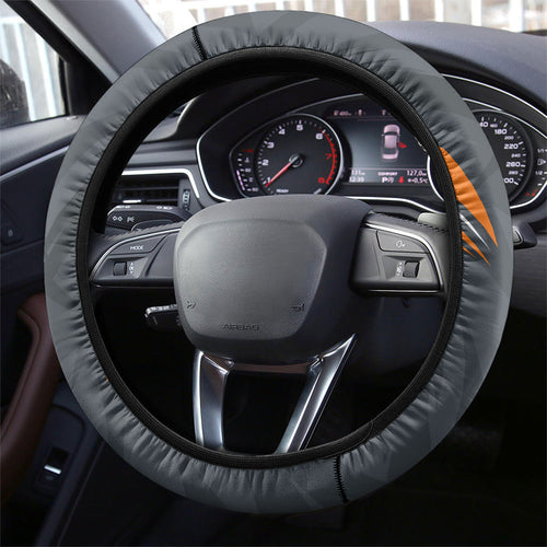 Greater Western Sydney Giants Australian Football Steering Wheel Cover Powerful Muscle Mascot With Geometric Sunburst Motion Art