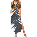 Greater Western Sydney Giants Australian Football Summer Maxi Dress Powerful Muscle Mascot With Geometric Sunburst Motion Art