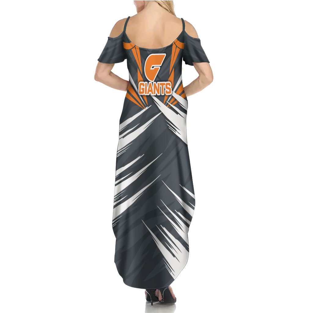 Greater Western Sydney Giants Australian Football Summer Maxi Dress Powerful Muscle Mascot With Geometric Sunburst Motion Art