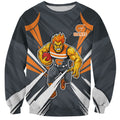 Greater Western Sydney Giants Australian Football Sweatshirt Powerful Muscle Mascot With Geometric Sunburst Motion Art