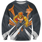 Greater Western Sydney Giants Australian Football Sweatshirt Powerful Muscle Mascot With Geometric Sunburst Motion Art
