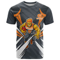 Greater Western Sydney Giants Australian Football T Shirt Powerful Muscle Mascot With Geometric Sunburst Motion Art