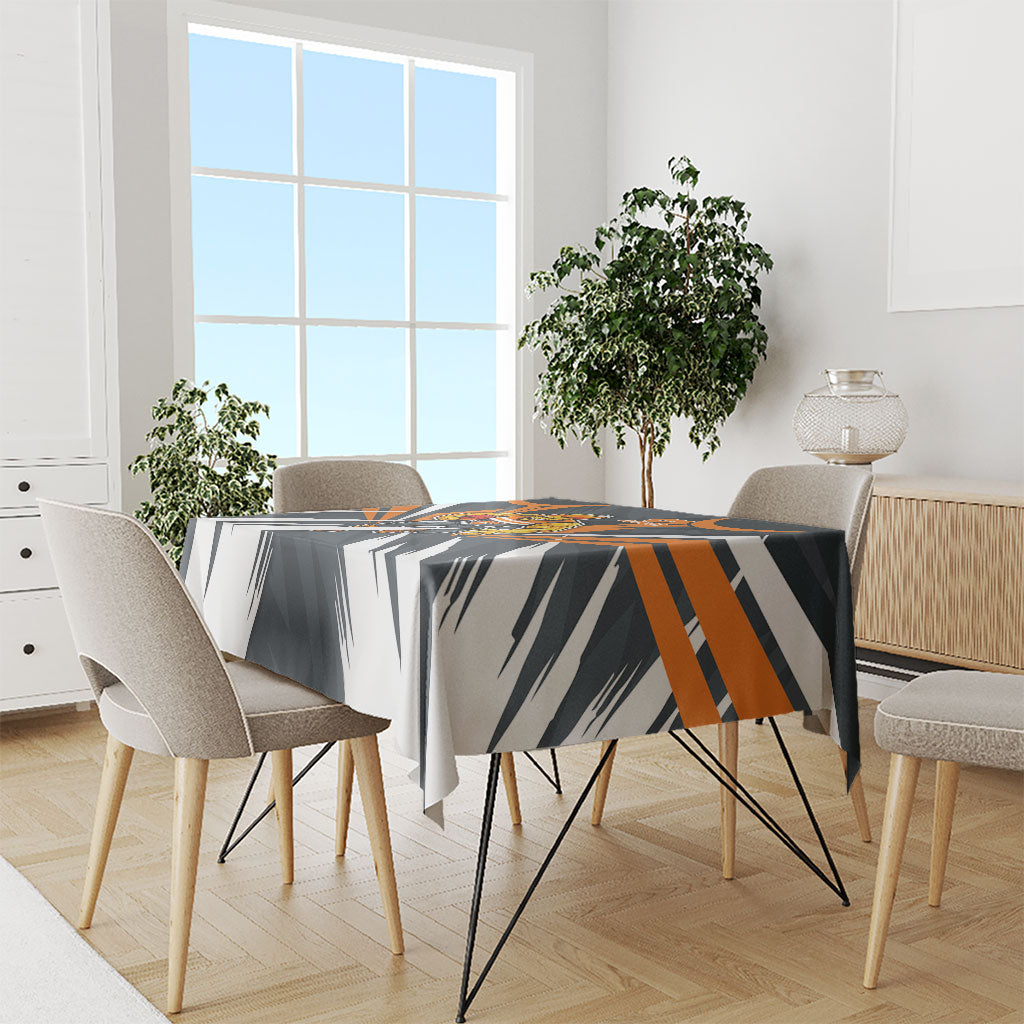 Greater Western Sydney Giants Australian Football Tablecloth Powerful Muscle Mascot With Geometric Sunburst Motion Art