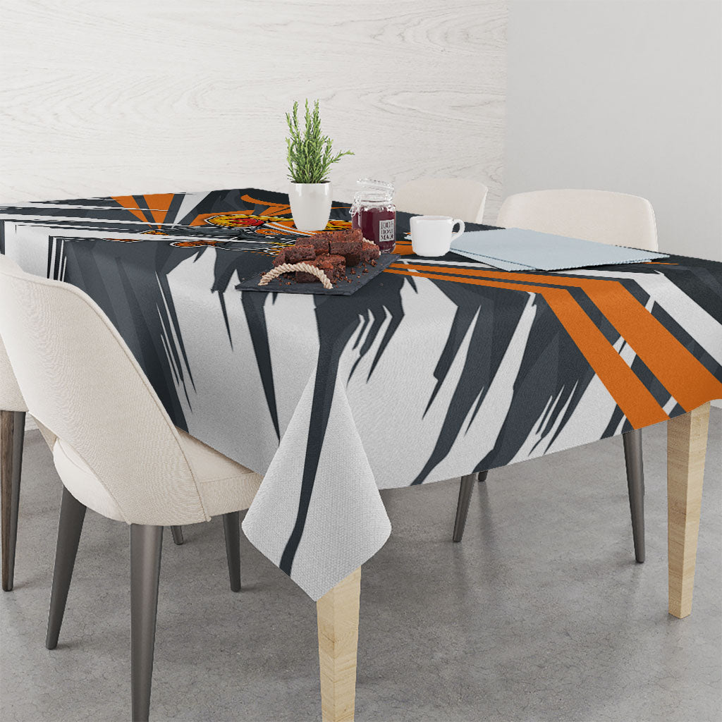 Greater Western Sydney Giants Australian Football Tablecloth Powerful Muscle Mascot With Geometric Sunburst Motion Art