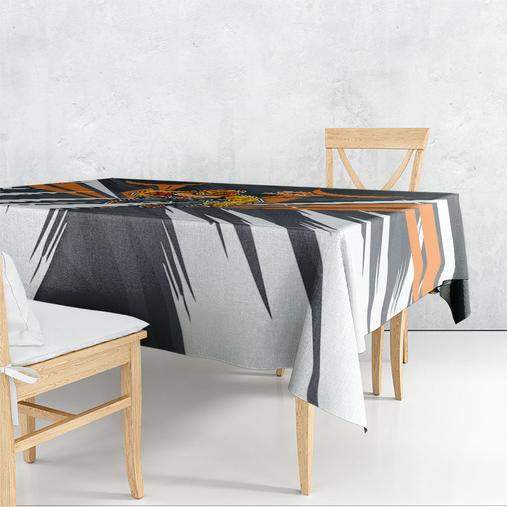 Greater Western Sydney Giants Australian Football Tablecloth Powerful Muscle Mascot With Geometric Sunburst Motion Art