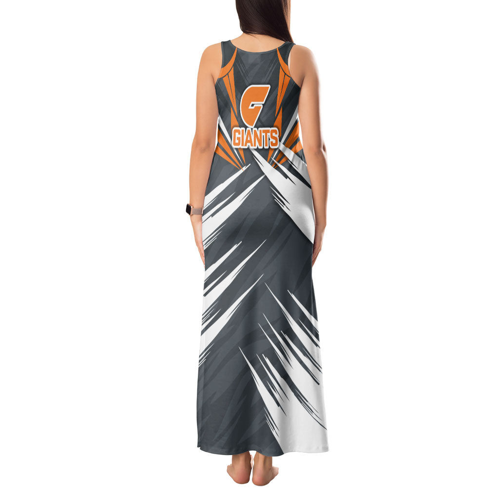 Greater Western Sydney Giants Australian Football Tank Maxi Dress Powerful Muscle Mascot With Geometric Sunburst Motion Art