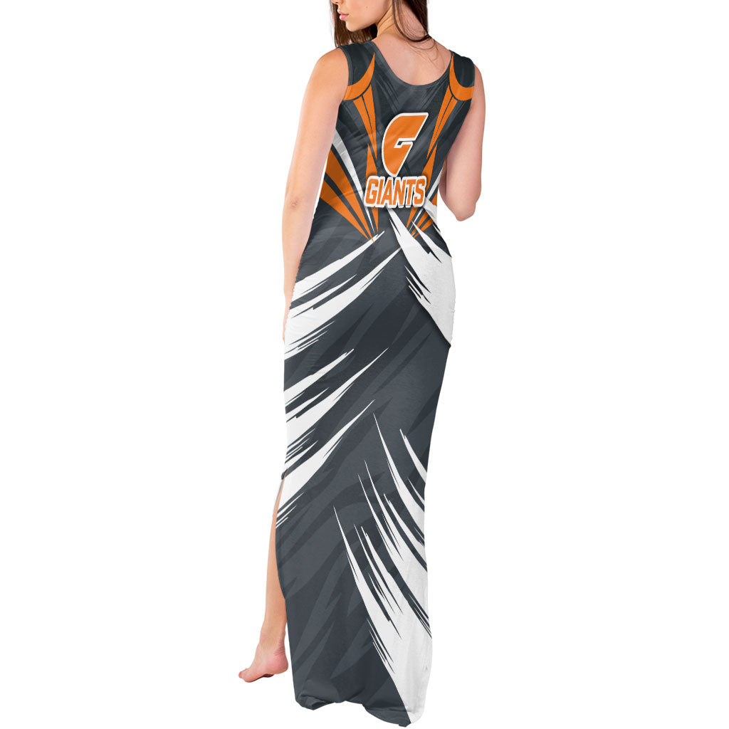 Greater Western Sydney Giants Australian Football Tank Maxi Dress Powerful Muscle Mascot With Geometric Sunburst Motion Art