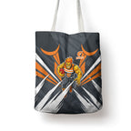 Greater Western Sydney Giants Australian Football Tote Bag Powerful Muscle Mascot With Geometric Sunburst Motion Art