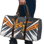 Greater Western Sydney Giants Australian Football Travel Bag Powerful Muscle Mascot With Geometric Sunburst Motion Art