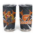 Greater Western Sydney Giants Australian Football Tumbler Cup Powerful Muscle Mascot With Geometric Sunburst Motion Art