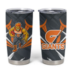 Greater Western Sydney Giants Australian Football Tumbler Cup Powerful Muscle Mascot With Geometric Sunburst Motion Art
