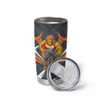 Greater Western Sydney Giants Australian Football Tumbler Cup Powerful Muscle Mascot With Geometric Sunburst Motion Art