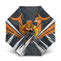 Greater Western Sydney Giants Australian Football Umbrella Powerful Muscle Mascot With Geometric Sunburst Motion Art