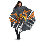 Greater Western Sydney Giants Australian Football Umbrella Powerful Muscle Mascot With Geometric Sunburst Motion Art