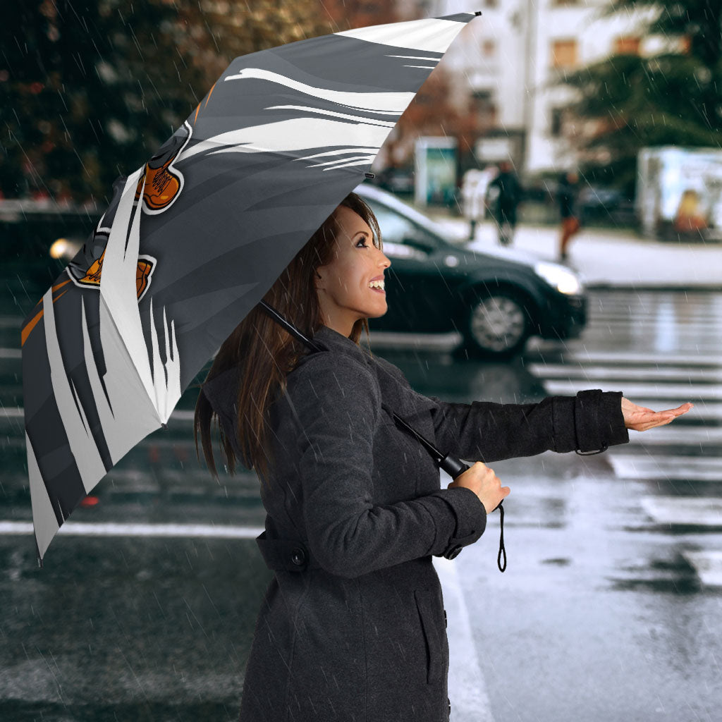 Greater Western Sydney Giants Australian Football Umbrella Powerful Muscle Mascot With Geometric Sunburst Motion Art