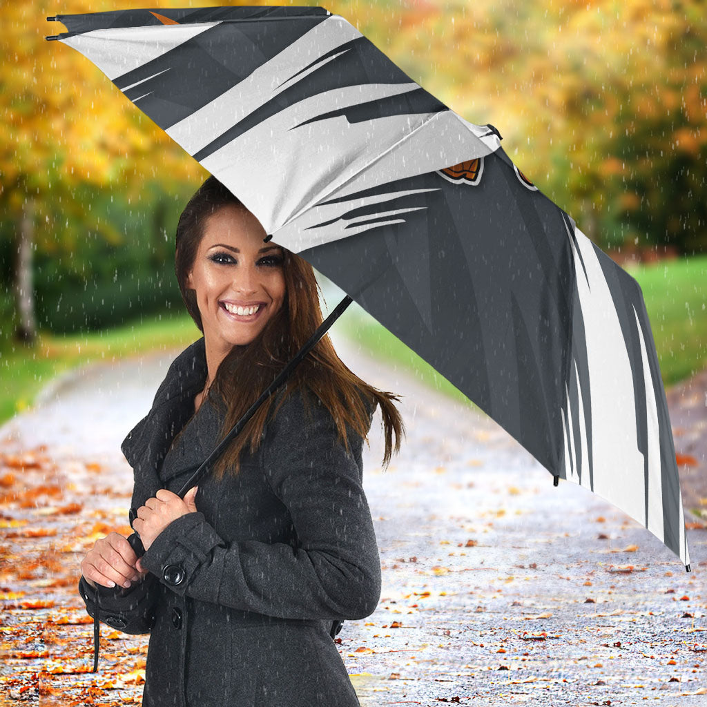 Greater Western Sydney Giants Australian Football Umbrella Powerful Muscle Mascot With Geometric Sunburst Motion Art