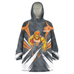 Greater Western Sydney Giants Australian Football Wearable Blanket Hoodie Powerful Muscle Mascot With Geometric Sunburst Motion Art