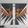 Greater Western Sydney Giants Australian Football Window Curtain Powerful Muscle Mascot With Geometric Sunburst Motion Art