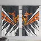 Greater Western Sydney Giants Australian Football Window Curtain Powerful Muscle Mascot With Geometric Sunburst Motion Art