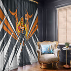 Greater Western Sydney Giants Australian Football Window Curtain Powerful Muscle Mascot With Geometric Sunburst Motion Art
