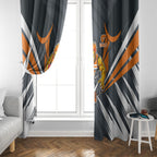 Greater Western Sydney Giants Australian Football Window Curtain Powerful Muscle Mascot With Geometric Sunburst Motion Art