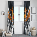 Greater Western Sydney Giants Australian Football Window Curtain Powerful Muscle Mascot With Geometric Sunburst Motion Art