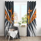 Greater Western Sydney Giants Australian Football Window Curtain Powerful Muscle Mascot With Geometric Sunburst Motion Art