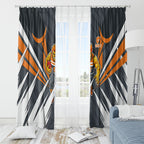 Greater Western Sydney Giants Australian Football Window Curtain Powerful Muscle Mascot With Geometric Sunburst Motion Art