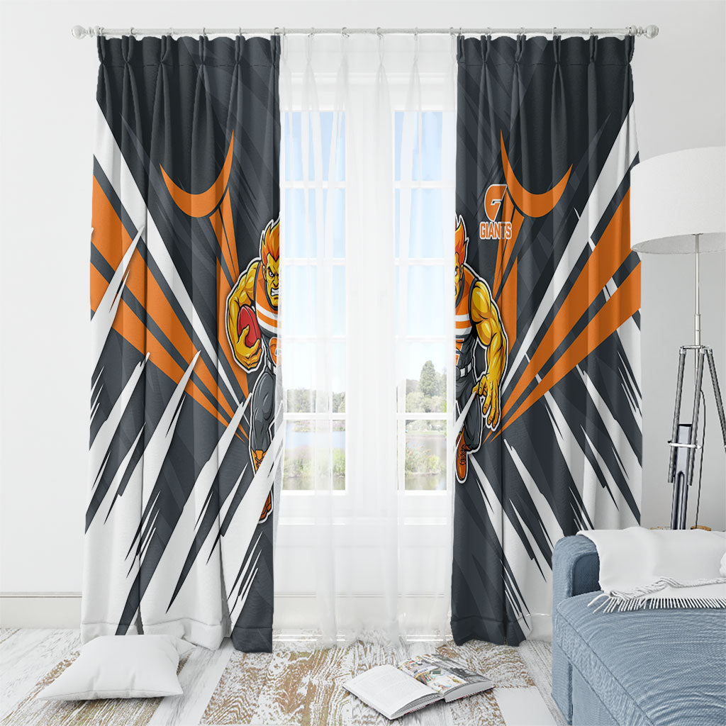 Greater Western Sydney Giants Australian Football Window Curtain Powerful Muscle Mascot With Geometric Sunburst Motion Art