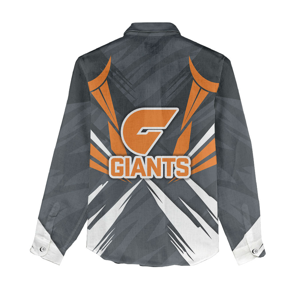 Greater Western Sydney Giants Australian Football Women Casual Shirt Powerful Muscle Mascot With Geometric Sunburst Motion Art