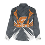 Greater Western Sydney Giants Australian Football Women Casual Shirt Powerful Muscle Mascot With Geometric Sunburst Motion Art