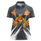 Greater Western Sydney Giants Australian Football Women Polo Shirt Powerful Muscle Mascot With Geometric Sunburst Motion Art