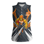 Greater Western Sydney Giants Australian Football Women Sleeveless Polo Shirt Powerful Muscle Mascot With Geometric Sunburst Motion Art