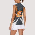 Greater Western Sydney Giants Australian Football Women Sleeveless Polo Shirt Powerful Muscle Mascot With Geometric Sunburst Motion Art