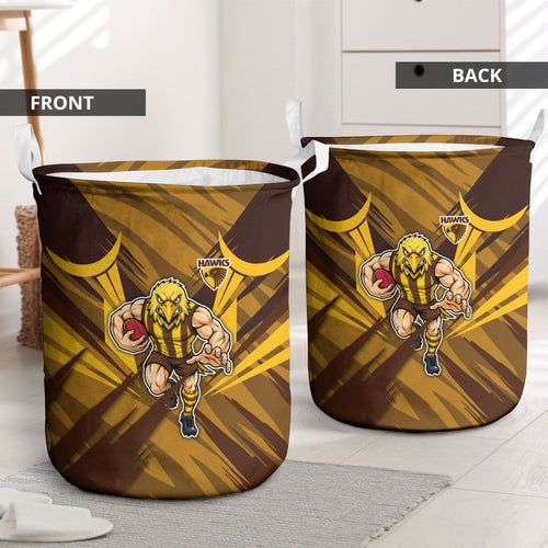 Hawthorn Hawks Australian Football Laundry Basket Fierce Bird Mascot - Bold Team Colors