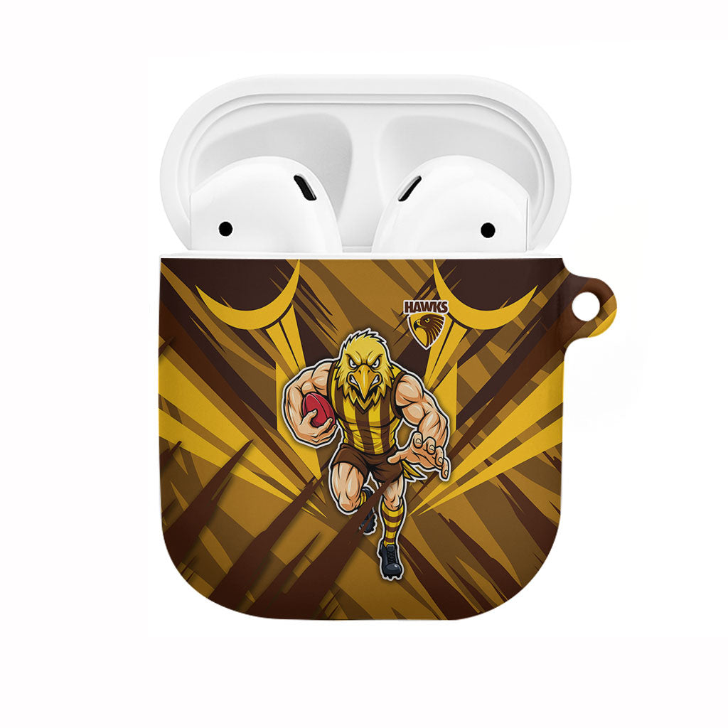 Hawthorn Hawks Australian Football AirPods Case Fierce Bird Mascot - Bold Team Colors