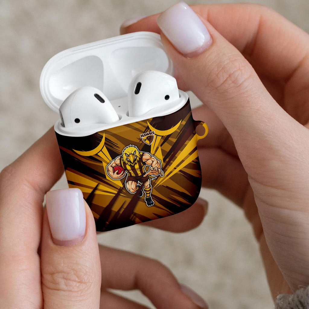 Hawthorn Hawks Australian Football AirPods Case Fierce Bird Mascot - Bold Team Colors