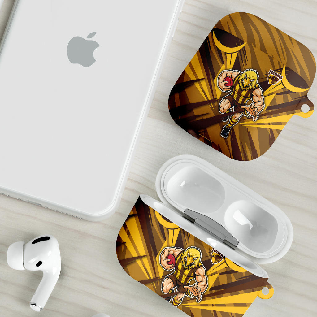 Hawthorn Hawks Australian Football AirPods Case Fierce Bird Mascot - Bold Team Colors