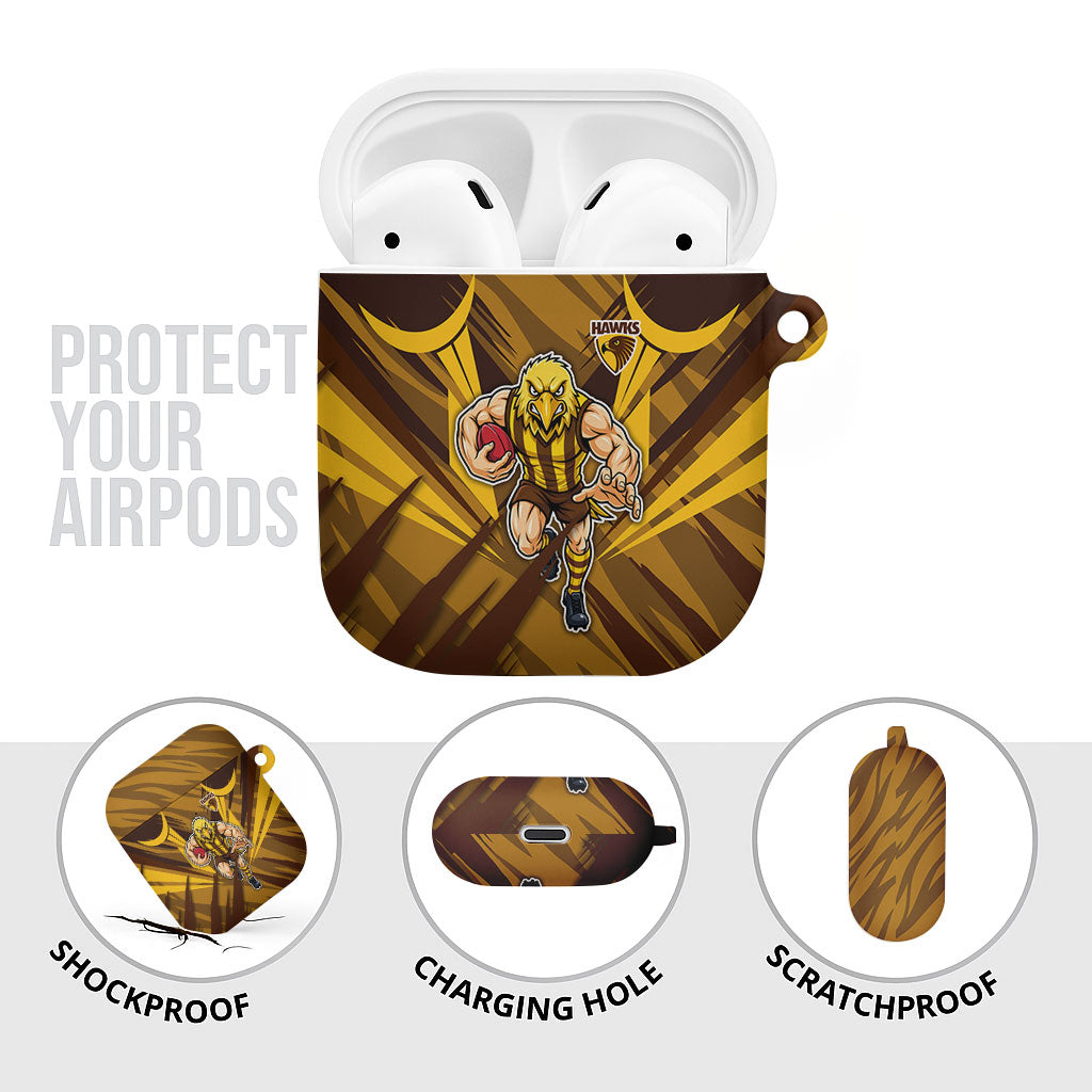 Hawthorn Hawks Australian Football AirPods Case Fierce Bird Mascot - Bold Team Colors