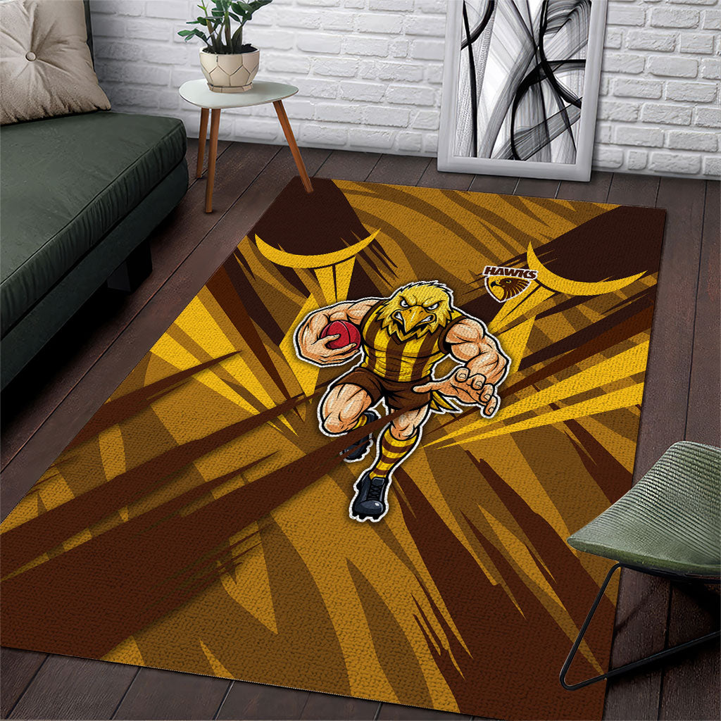Hawthorn Hawks Australian Football Area Rug Fierce Bird Mascot - Bold Team Colors