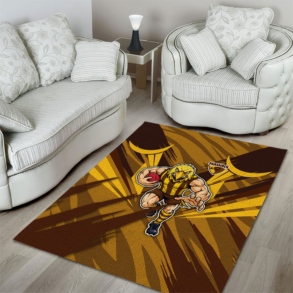 Hawthorn Hawks Australian Football Area Rug Fierce Bird Mascot - Bold Team Colors