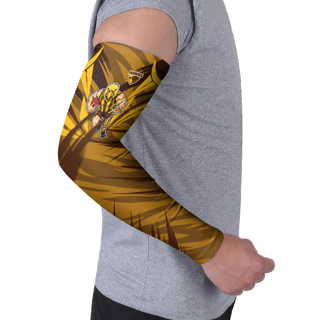 Hawthorn Hawks Australian Football Arm Sleeves Fierce Bird Mascot - Bold Team Colors