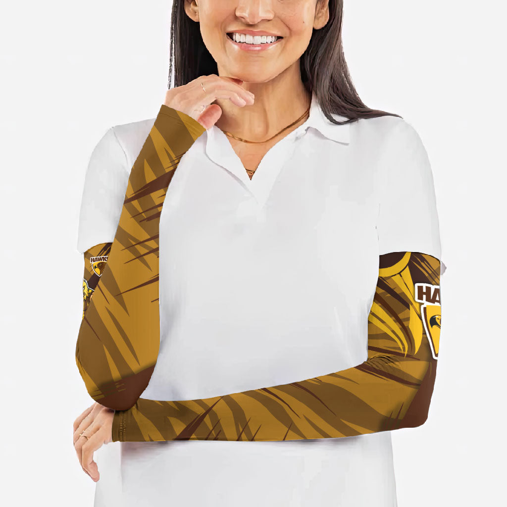 Hawthorn Hawks Australian Football Arm Sleeves Fierce Bird Mascot - Bold Team Colors