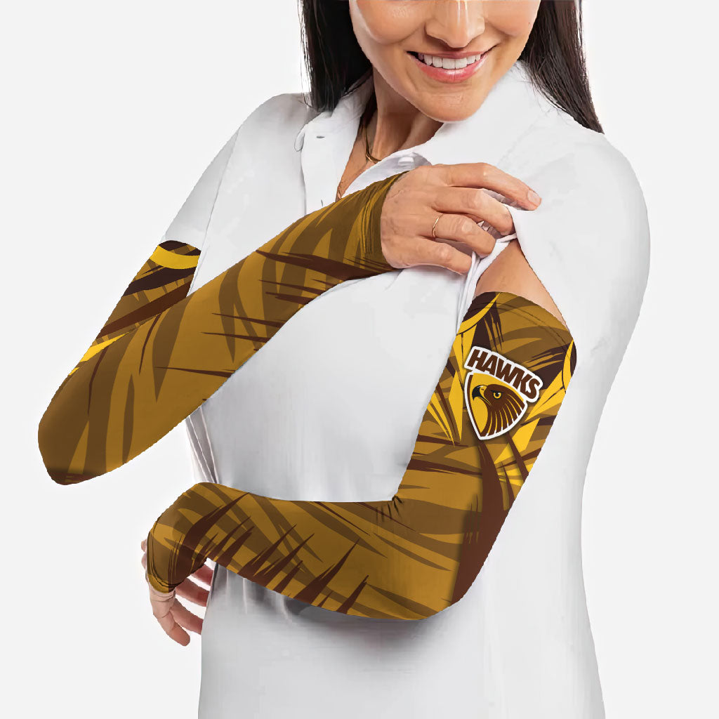 Hawthorn Hawks Australian Football Arm Sleeves Fierce Bird Mascot - Bold Team Colors